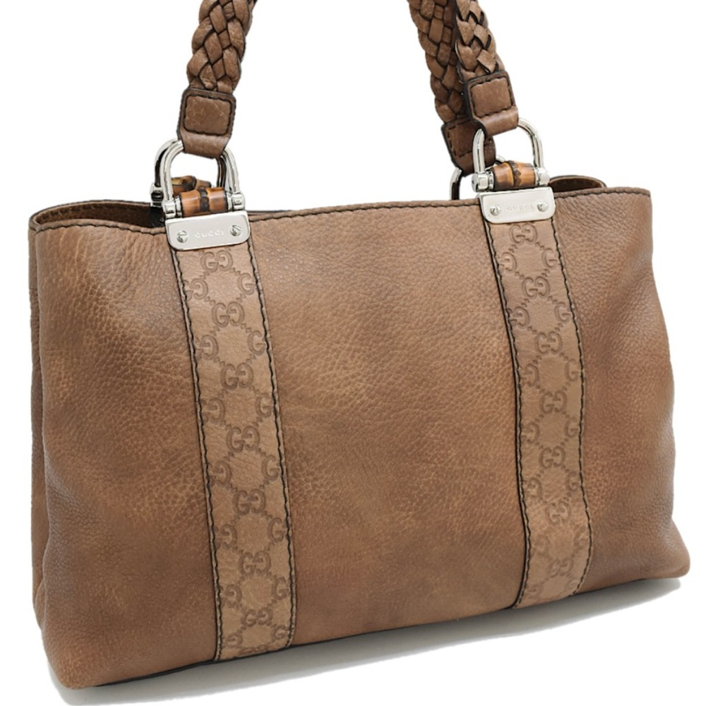 Gucci Brown Guccissma Bamboo Tote Bag